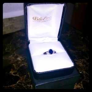 SOLD Sapphire ring with small diamond chips